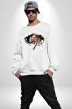 Kırık Duvar Kaplan Kadın Erkek Beyaz Sweatshirt 