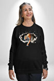 Kırık Duvar Kaplan Kadın Erkek Siyah Sweatshirt 