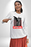 Şehir Sokak Stili Melek Heykeli Kadın Erkek Beyaz Sweatshirt 