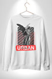 Şehir Sokak Stili Melek Heykeli Kadın Erkek Beyaz Sweatshirt 
