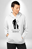 Babalar Günü Dünyanın En iyi Babası Kadın Erkek  Beyaz Kapüşonlu Sweatshirt Hoodie