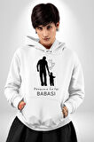 Babalar Günü Dünyanın En iyi Babası Kadın Erkek  Beyaz Kapüşonlu Sweatshirt Hoodie