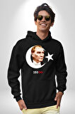 Atatürk Türk Bayrağı Sonsuzluk Kadın Erkek  Siyah Kapüşonlu Sweatshirt Hoodie