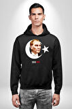 Atatürk Türk Bayrağı Sonsuzluk Kadın Erkek  Siyah Kapüşonlu Sweatshirt Hoodie
