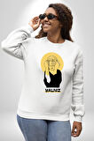 Yalnız Kadına Şiddete Hayır Kadın Erkek Beyaz Sweatshirt 