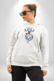 Süper Anne Anneler Günü Doğum Hediyesi Kadın Erkek  Beyaz Kapüşonlu Sweatshirt Hoodie