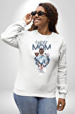 Süper Anne Anneler Günü Doğum Hediyesi Kadın Erkek Beyaz Sweatshirt 
