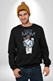 Süper Anne Anneler Günü Doğum Hediyesi Kadın Erkek Siyah Sweatshirt 