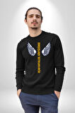 Uçan Hayaller Gökyüzünde Melek Kanatları Kadın Erkek Siyah Sweatshirt 