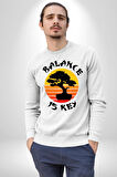 Karete Çocuk Bonsai  Kadın Erkek Beyaz Sweatshirt 
