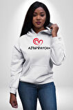 Azerbaycan Seviyorum I love Azarbaycan Kadın Erkek  Beyaz Kapüşonlu Sweatshirt Hoodie