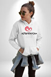 Azerbaycan Seviyorum I love Azarbaycan Kadın Erkek  Beyaz Kapüşonlu Sweatshirt Hoodie