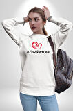 Azerbaycan Seviyorum I love Azarbaycan Kadın Erkek Beyaz Sweatshirt 