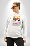 Araba Mcqueen Kadın Erkek  Beyaz Kapüşonlu Sweatshirt Hoodie