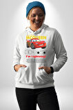 Araba Mcqueen Kadın Erkek  Beyaz Kapüşonlu Sweatshirt Hoodie