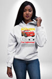 Araba Mcqueen Kadın Erkek  Beyaz Kapüşonlu Sweatshirt Hoodie