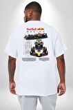 Redbull Yarış F1 Ford Yarış Arabası Büyük Beden Beyaz Tişört Kadın Erkek Ünisex Sırt Baskılı