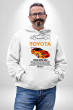 Toyota Supra MK4 Yarış Arabası Kadın Erkek  Beyaz Kapüşonlu Sweatshirt Hoodie