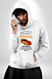 Toyota Supra MK4 Yarış Arabası Kadın Erkek  Beyaz Kapüşonlu Sweatshirt Hoodie