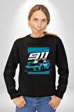 Porsche 911 GT3 Araba Kadın Erkek Siyah Sweatshirt 