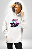 Lamborghini Diablo SV Yarış Ay Dağ Yarışı Kadın Erkek  Beyaz Kapüşonlu Sweatshirt Hoodie