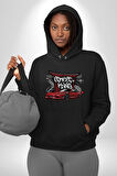 Japon Sokak Yarış Kralı  Kadın Erkek  Siyah Kapüşonlu Sweatshirt Hoodie