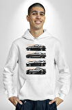 Toyota Supra Mk Serisi Kadın Erkek  Beyaz Kapüşonlu Sweatshirt Hoodie