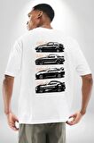 Toyota Supra Mk Serisi Beyaz Oversize Kadın Erkek Ön ve Sırt Baskılı Tişört
