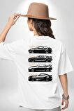 Toyota Supra Mk Serisi Beyaz Oversize Kadın Erkek Ön ve Sırt Baskılı Tişört