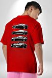 Toyota Supra Mk Serisi Kırmızı Oversize Kadın Erkek Ön ve Sırt Baskılı Tişört