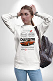 2010 Dodge Challenger Kadın Erkek Beyaz Sweatshirt 