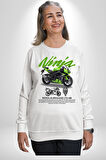 Kawasaki Ninja ZX-6R Kadın Erkek Beyaz Sweatshirt 