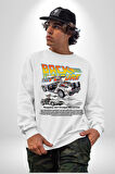 DeLorean DMC 12 Geleceğe Dönüş Kadın Erkek Beyaz Sweatshirt 
