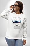 Porsche 911 GT3 Blue Kadın Erkek Beyaz Sweatshirt 