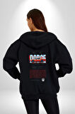 Dodge Challenger SRT Demon Kadın Erkek Siyah Kapüşonlu Fermuarlı Baskılı Hırka Sweatshirt
