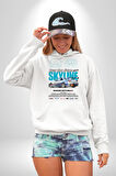 Toyota Supra MK4 Kadın Erkek  Beyaz Kapüşonlu Sweatshirt Hoodie
