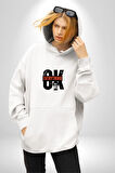 Hakim Xiyech Şampiyon Aslan Kadın Erkek  Beyaz Kapüşonlu Sweatshirt Hoodie