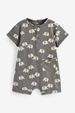 % 100 Pamuklu Monochrome Elephant Romper Set 3’lü