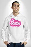 Pembe Panter Animasyon Kadın Erkek  Beyaz Kapüşonlu Sweatshirt Hoodie