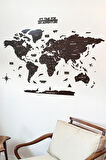3d Ahşap İngilizce Dünya Haritası - 100x50 cm