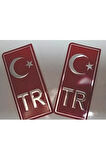 Türkiye Tr Plaka Krom Sticker 2'li - Türkiye Plaka Krom Stıcker - Türkiye Plakalık Krom Tr