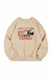 Unisex Cowboy Baskılı Bej Bisiklet Yaka Sweatshirt