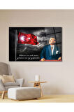 Türk Bayrağı ve Atatürk Cam Tablo Vatanını En Çok Seven Modern Ev Ofis Salon Kurum Hediyelik Tablo