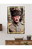 Atatürk Portre Dikey Cam Tablo Hediyelik Büyük Tablo Ev Ofis Dekoru