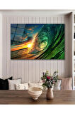 Deniz Dalga Doğa Gün Batımı Cam Tablo İslami Dini Modern Ev Ofis Salon Hediyelik Büyük Tablo Duvar D