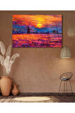 Soyut Manzara Gün Batımı Cam Tablo , Ev Ofis Salon Hediyelik Duvar Dekoru