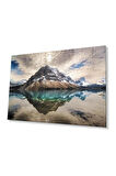 Dağ Yansıma Manzara Cam Tablo 4mm Dayanıklı Temperli Cam Mountain Reflection Landscape Glass Table