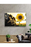 Ayçiçeği Cam Tablo 4mm Dayanıklı Temperli Cam Sunflower Glass Wall Art