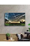 Gün Batımı Manzara Gökyüzü Cam Tablo 4mm Dayanıklı Temperli Cam Sunset Landscape Sky Glass Wall Art