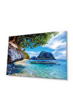 Desenlio Sahil Manzara Cam Tablo Hediyelik Büyük Tablo Ev Ofis Dekoru